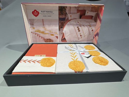 Bettwäsche Set für2 Person Puff Nakisli Amaris-Kiremit