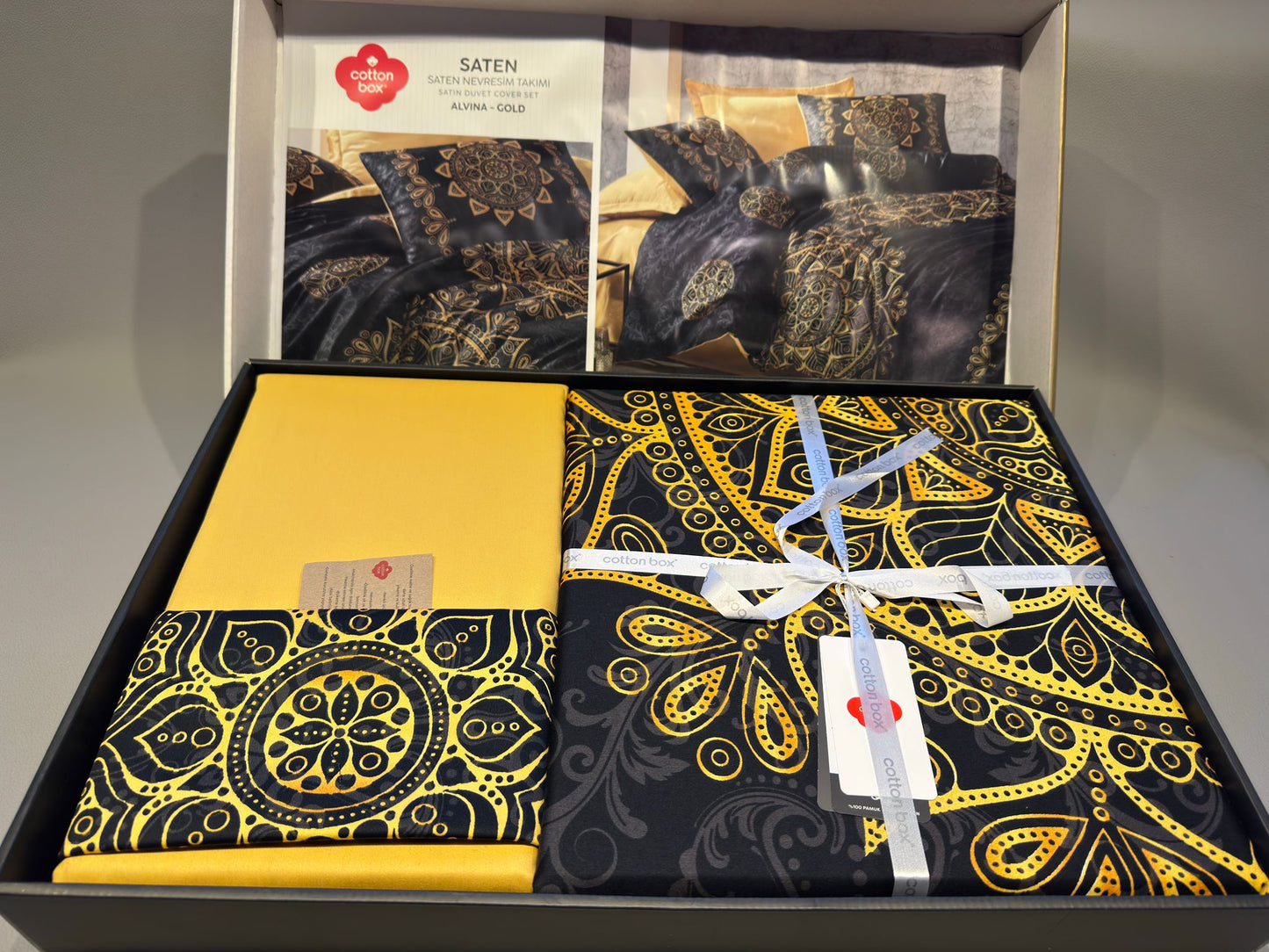 Bettwäsche Set für 2 Person Saten Alvina-Gold