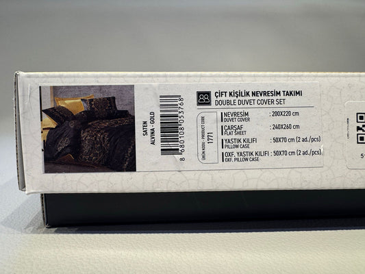 Bettwäsche Set für 2 Person Saten Alvina-Gold