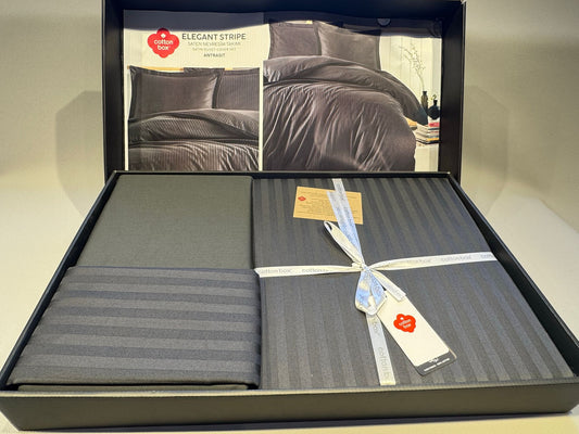 Bettwäsche Set für 2 Person Elegant Sprite Saten Antrasit