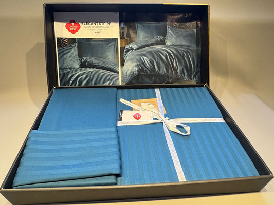 Bettwäsche Set für 2 PersonElegant Stripe Saten Mavi