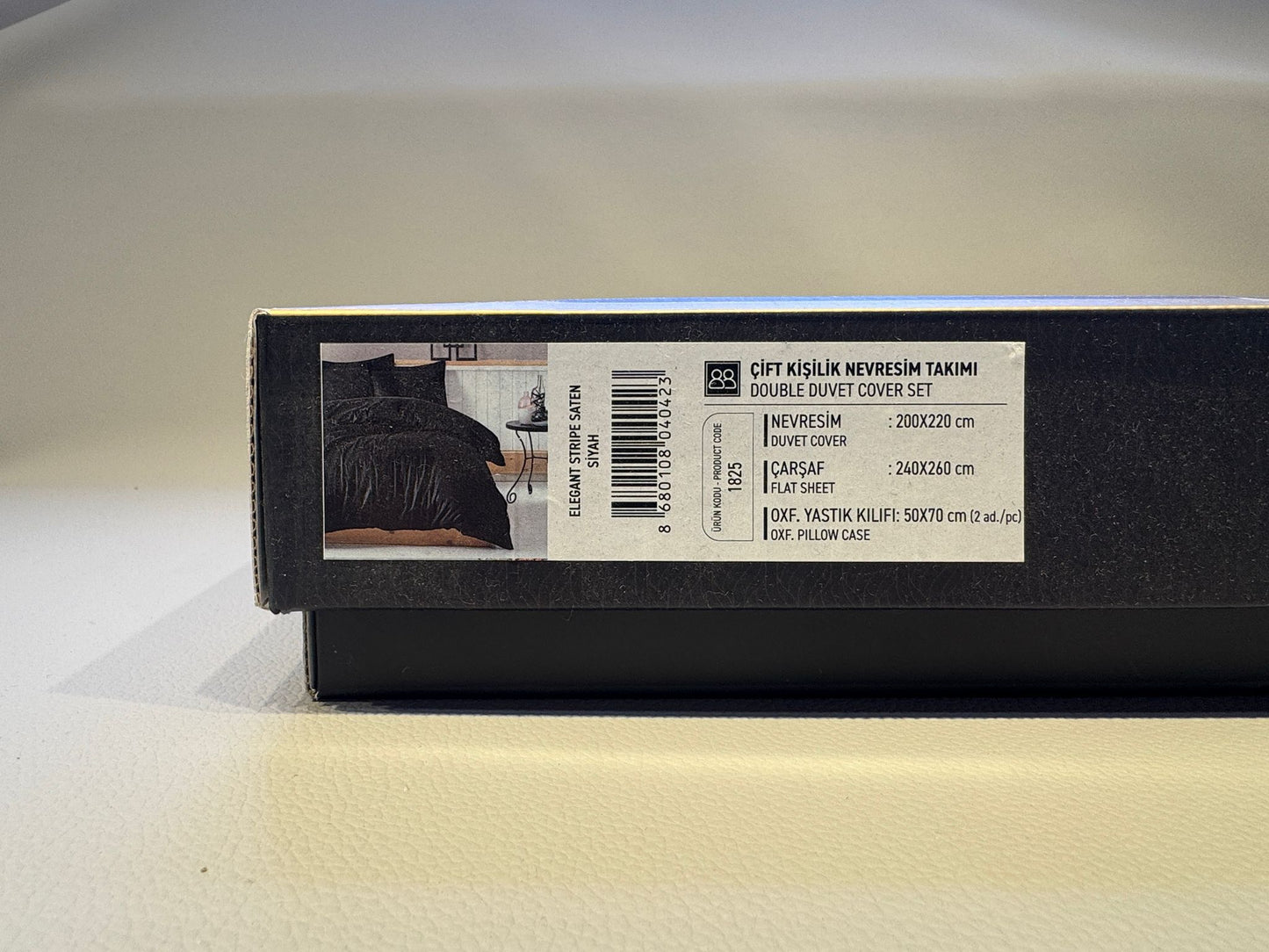 Bettwäsche Set für 2 Person Elegant Stripe Saten Siyah