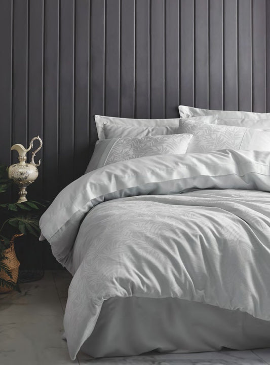 Bettwäsche Set für 2 Person Jakarli Saten Leaf Buz-Mavi