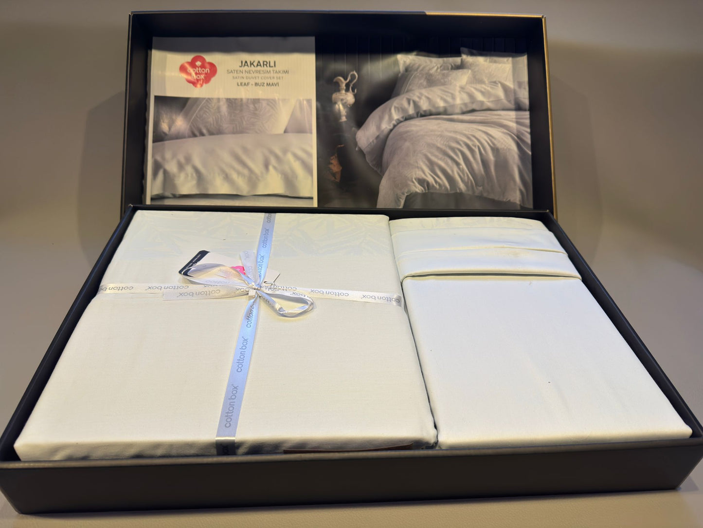 Bettwäsche Set für 2 Person Jakarli Saten Leaf Buz-Mavi