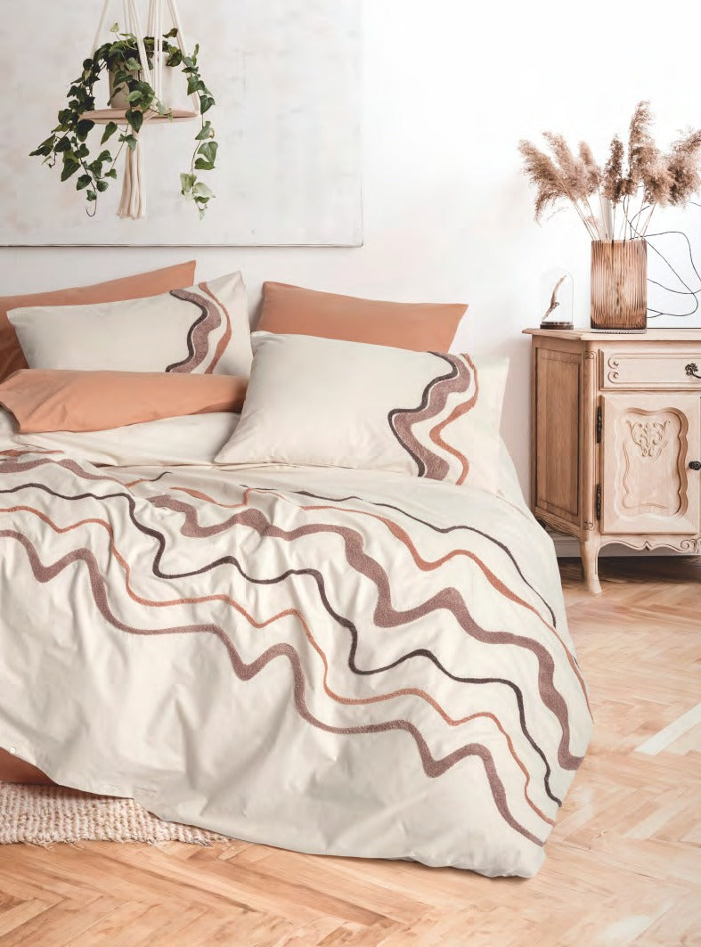 Bettwäsche Set für 2 Person Puff Nakisli Molende-Karamel