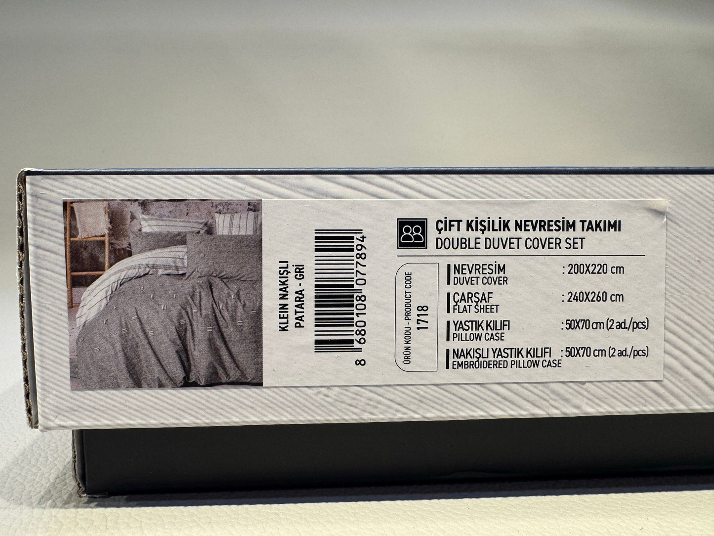 Bettwäsche Set für 2 Person Klein Nakisli Patara-Gri