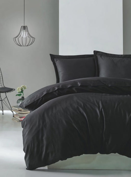 Bettwäsche Set für 2 Person Elegant Saten Siyah